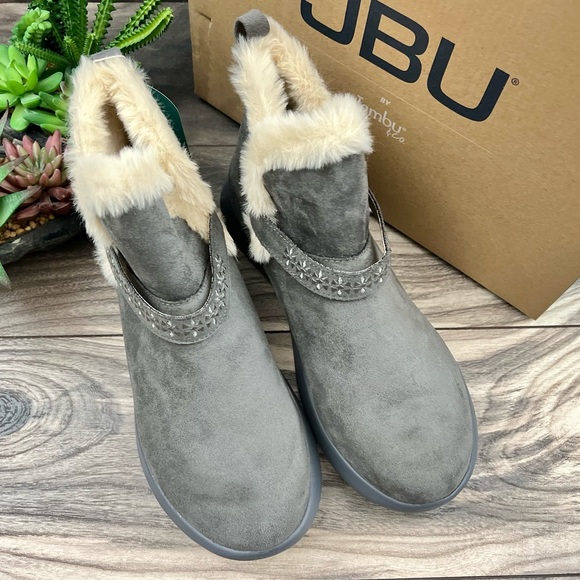 NIB JBU Jambu Nordic Faux Fur Lined Ankle Boots Bootie Grey - Picture 2 of 13